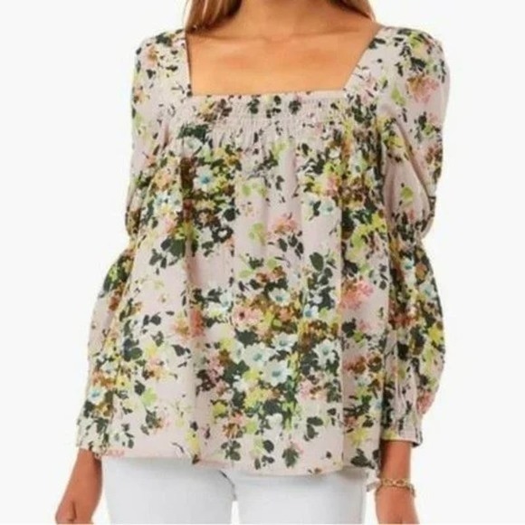 Tuckernuck Tops - Tuckernuck Women's Blush Meadows Floral Tilly Blouse Long Sleeve Pink Size M